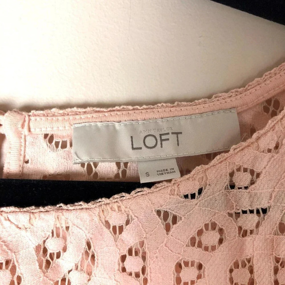 LOFT | Blush Pink Eyelet Short Sleeve Top - Picture 2 of 5